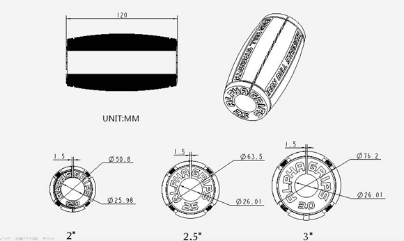 OD 22.53 inch rubber grips