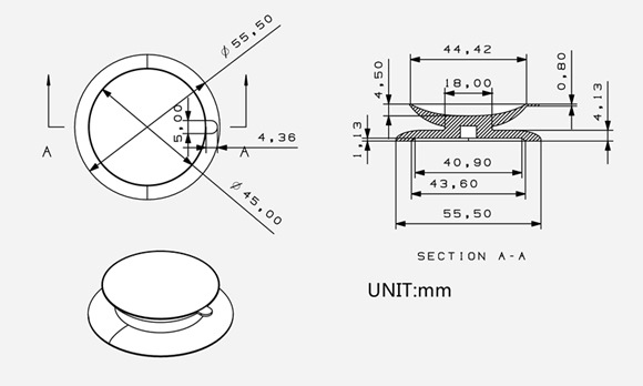 55mm double-sided silicone sucker