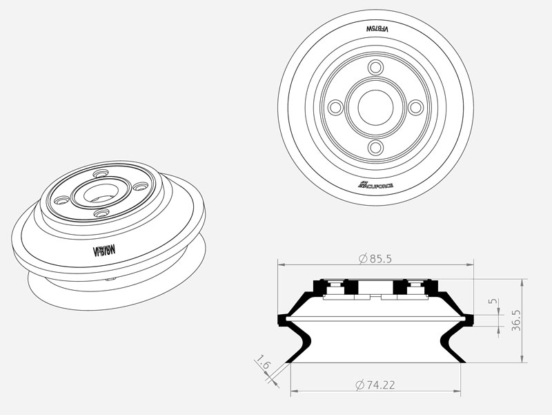 85mm rubber vacuum suction