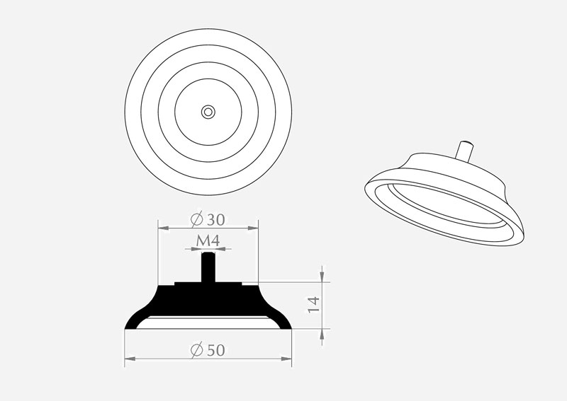 50mm EPDM rubber suction cup feet