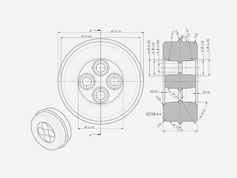 2x4 Four-hole silicone grommet