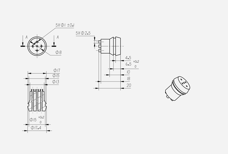 5-hole rubber guard for wire harness